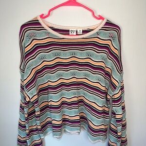 Roxy Multicolor Striped Knit Sweatshirt